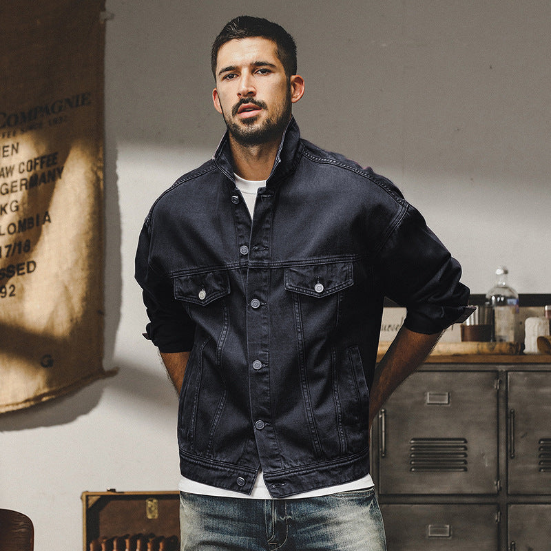 Men’s Denim Jacket – Relaxed Fit – Button Front – Chest Pockets – Hip Length Casual