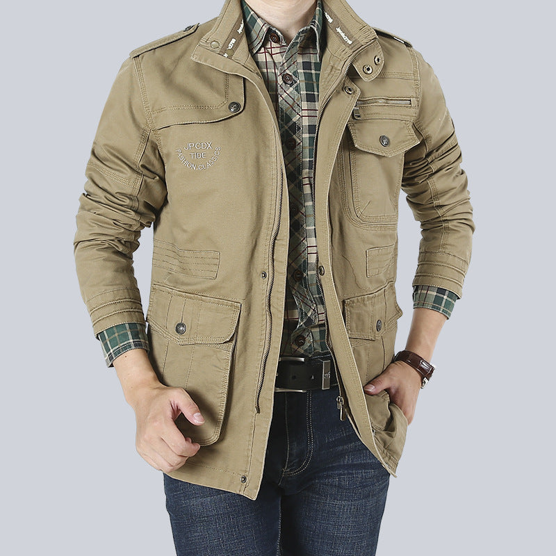 Men’s Utility Jacket – Washed Cotton – Relaxed Fit – Multi-Pocket Workwear Design