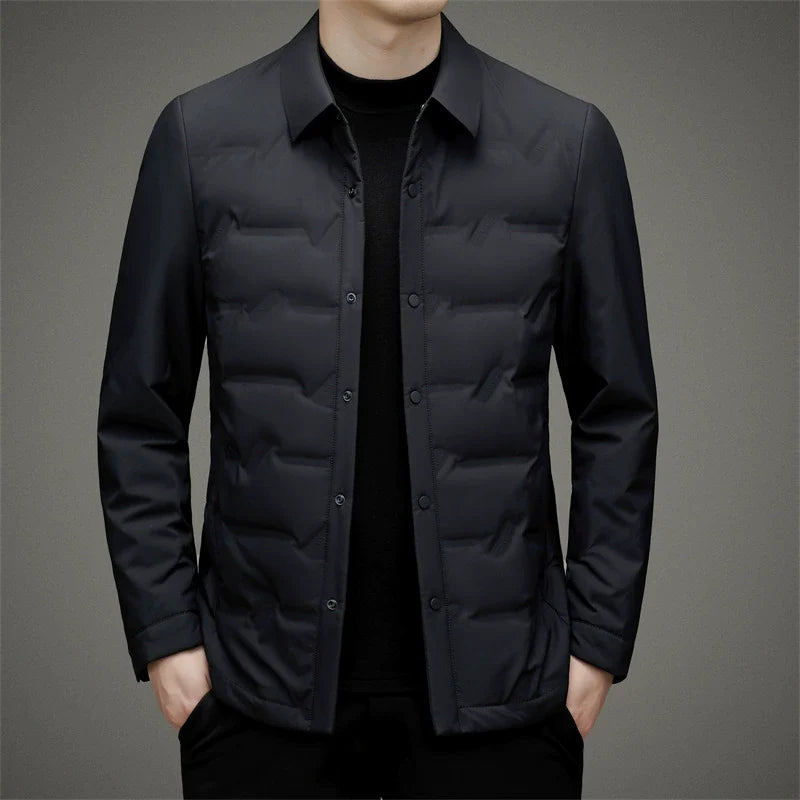 Men’s Down Jacket – Slim Fit – Insulated – Button-Up Quilted Design