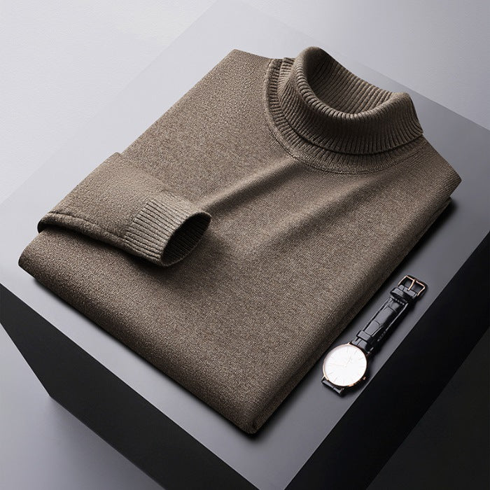 Men’s Turtleneck Sweater - Knitted - Slim Fit - Long Sleeve Warm Pullover
