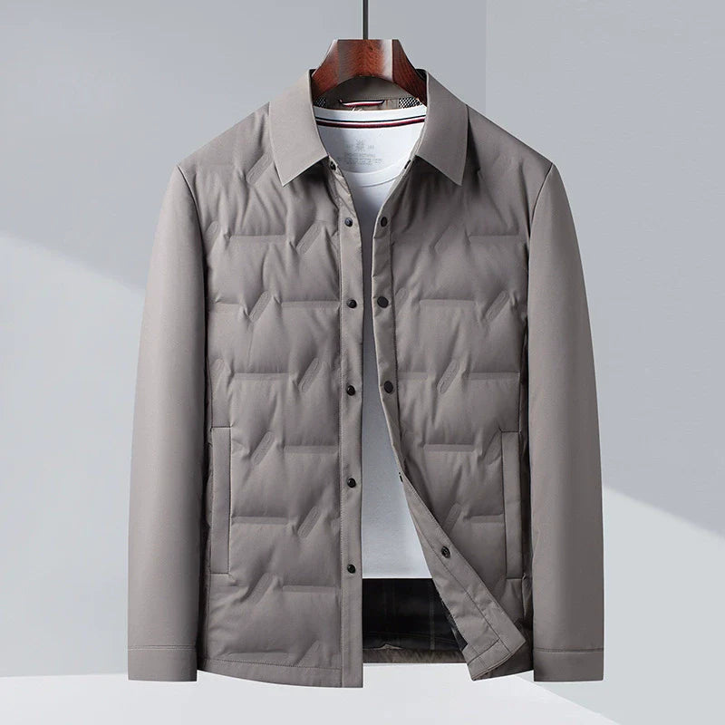 Men’s Down Jacket – Slim Fit – Insulated – Button-Up Quilted Design