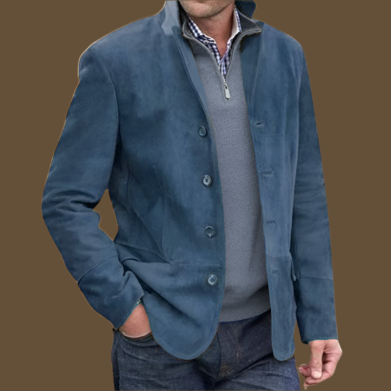 Men’s Casual Jacket – Regular Fit – Stand Collar – Button Front