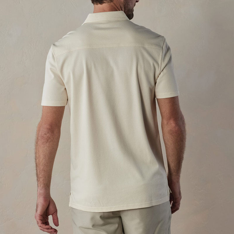 Men’s Polo Shirt – Slim Fit – Cotton Blend – V-Neck Buttoned – Striped Casual Wear