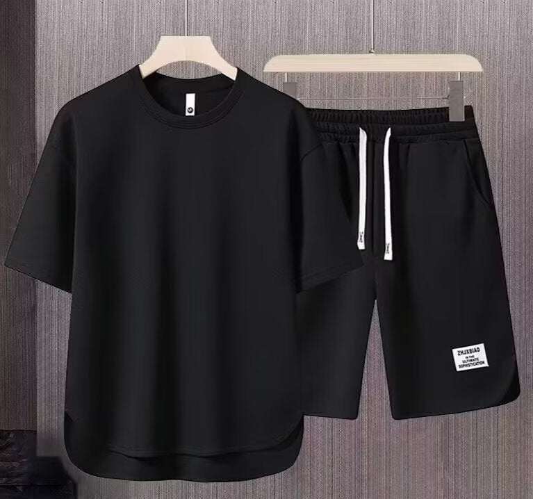 Men’s Athletic Set – Relaxed Fit – Short Sleeve Top & Drawstring Shorts – Breathable Set