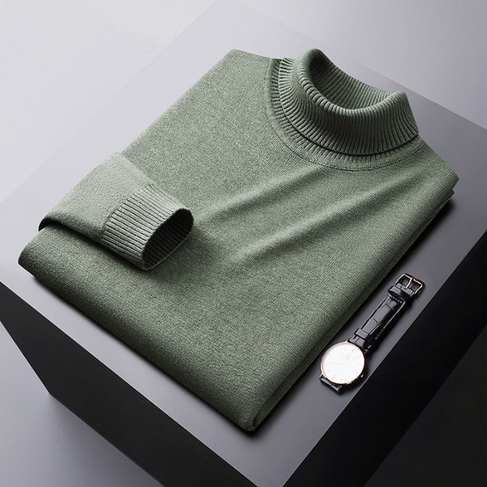 Men’s Turtleneck Sweater - Knitted - Slim Fit - Long Sleeve Warm Pullover