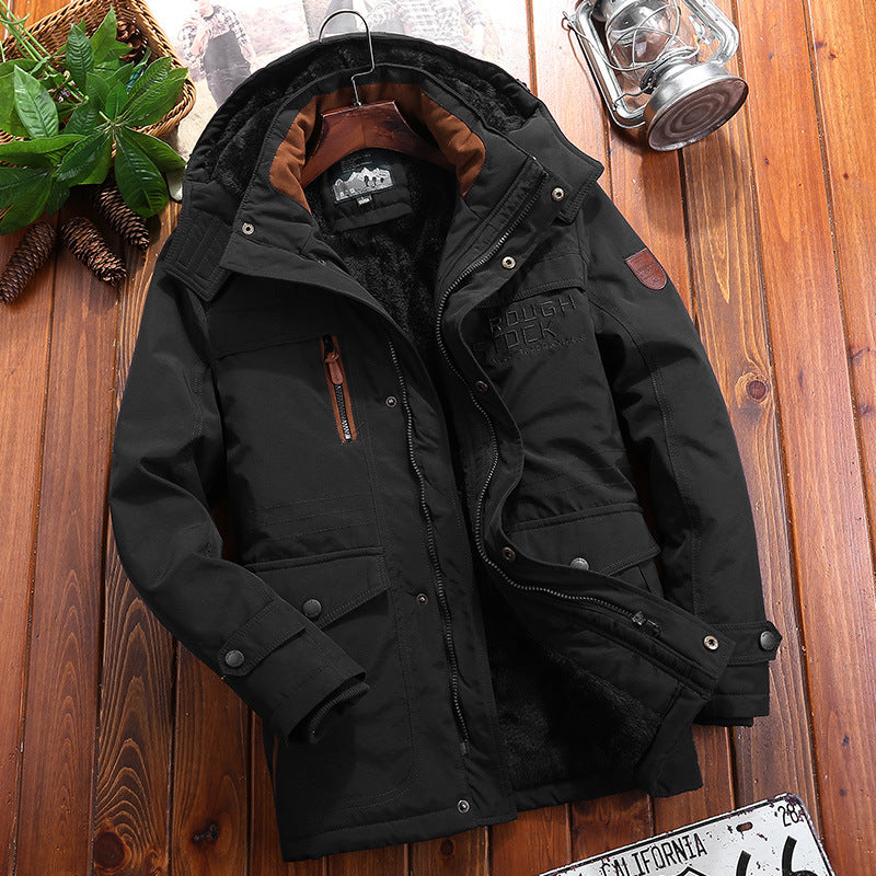 Men’s Quilted Jacket – Weather Resistant – Loose Fit – Hooded – Multiple Pockets