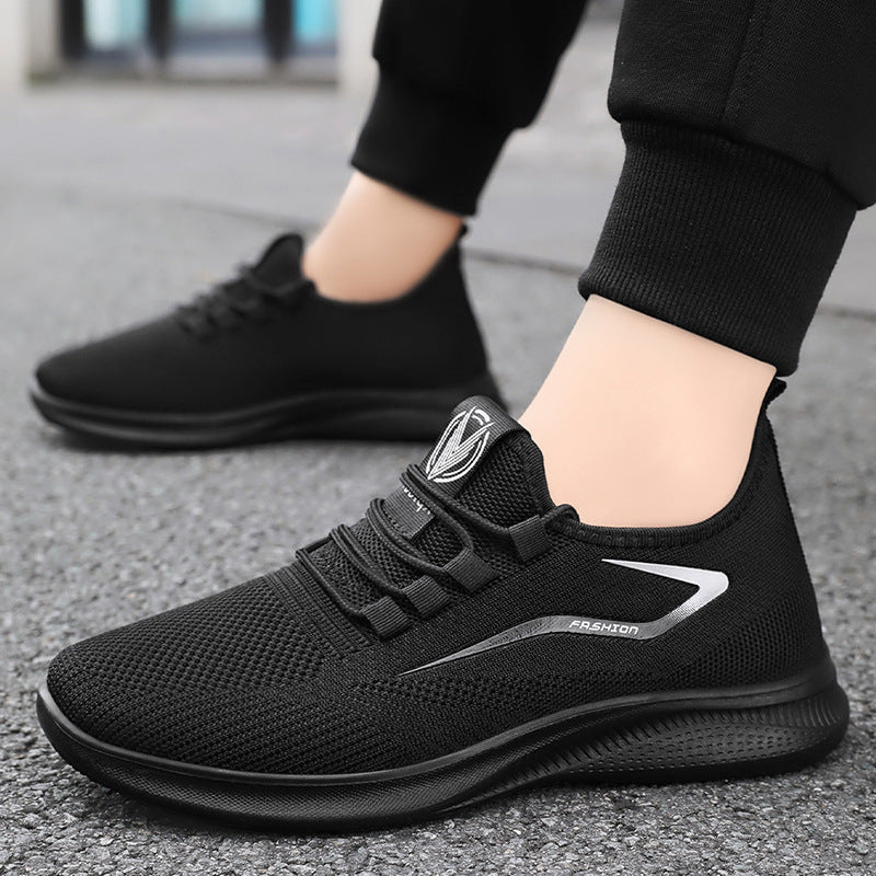 Men’s Sneakers – Fly-Knit Mesh – Lightweight Comfort – Lace-Up Low Top Casual Wear