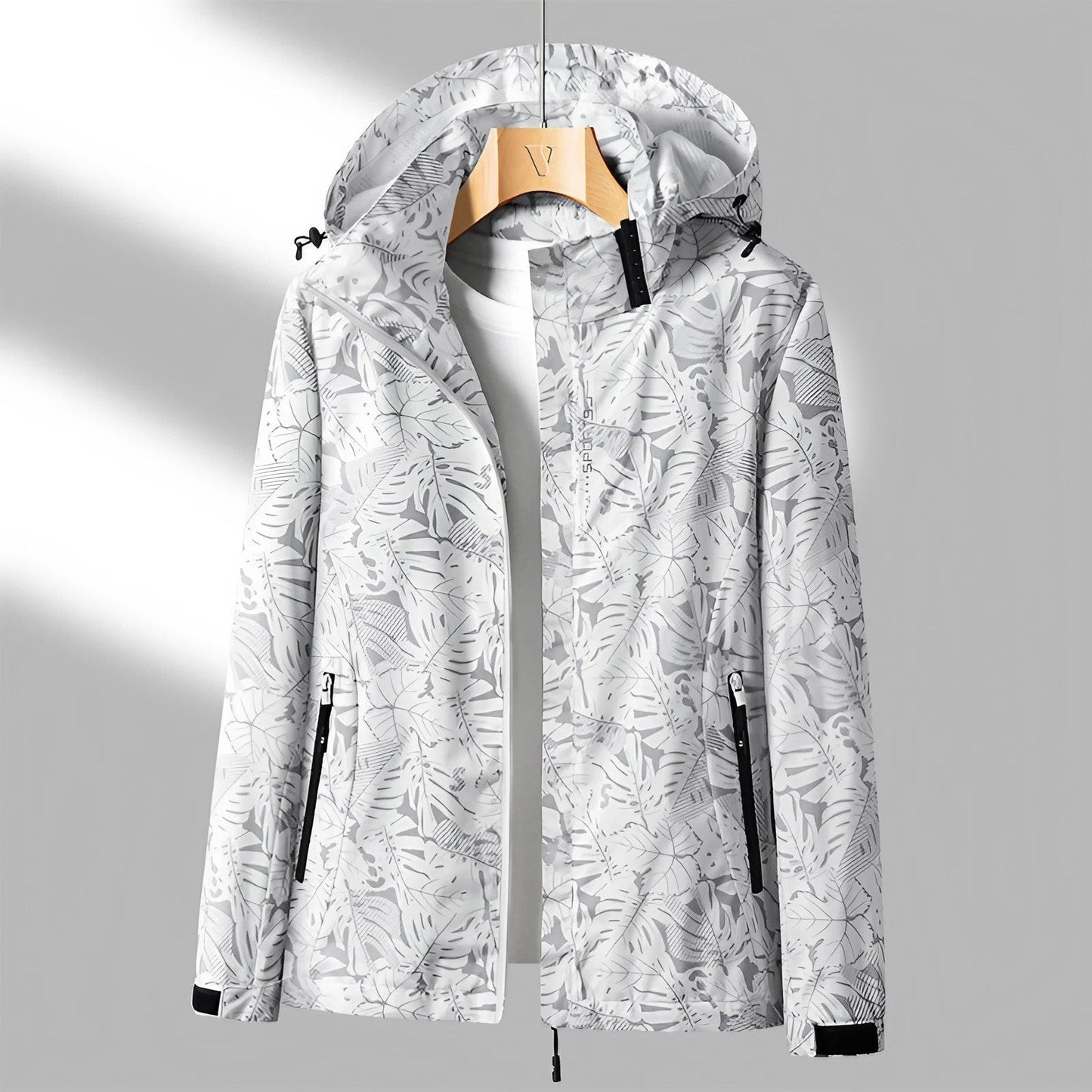 Women’s Waterproof Jacket – Lightweight Wind-Resistant – Adjustable Hood – Zip Pockets