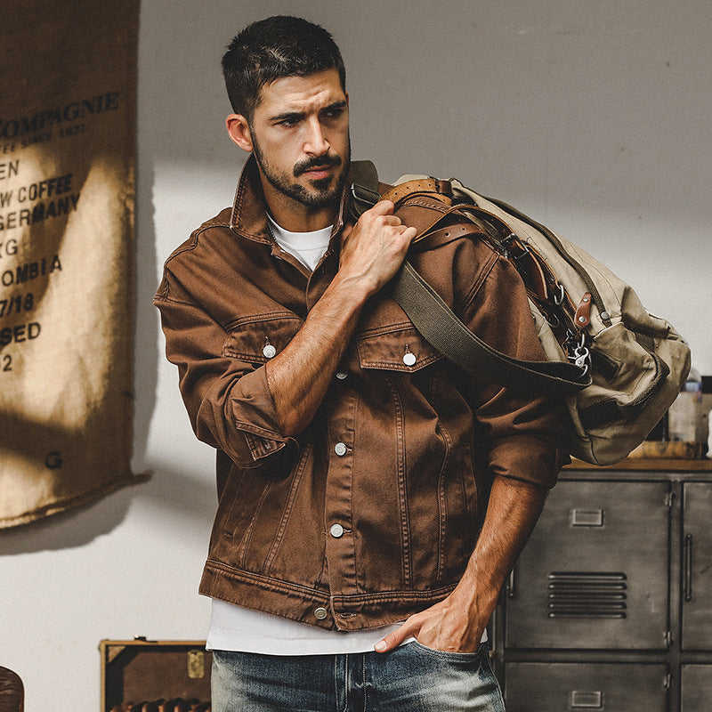 Men’s Denim Jacket – Relaxed Fit – Button Front – Chest Pockets – Hip Length Casual