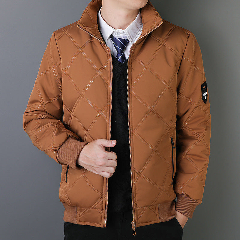 Men’s Quilted Jacket – Regular Fit – Stand Collar – Warm Lined – Zipper Pockets
