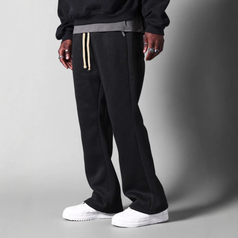 Men’s Flared Sweatpants – Cotton Fleece – Relaxed Fit – Drawstring Waist – Full Length