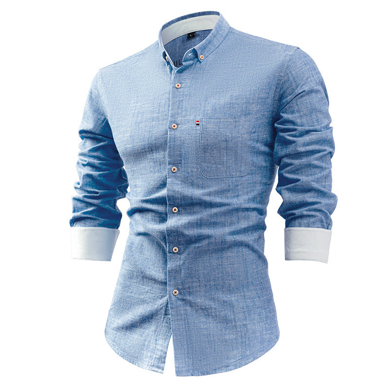 Men’s Button-Up Shirt – Slim Fit – Long Sleeve – Chest Pocket