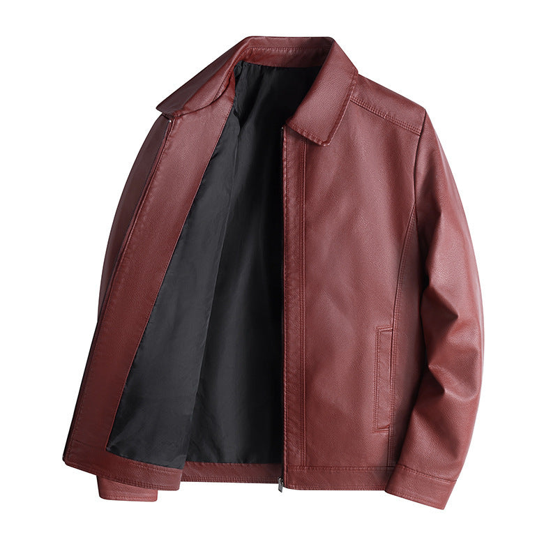 Men’s PU Leather Jacket – Tailored Fit – Stand Collar – Zip Front – Smart Casual