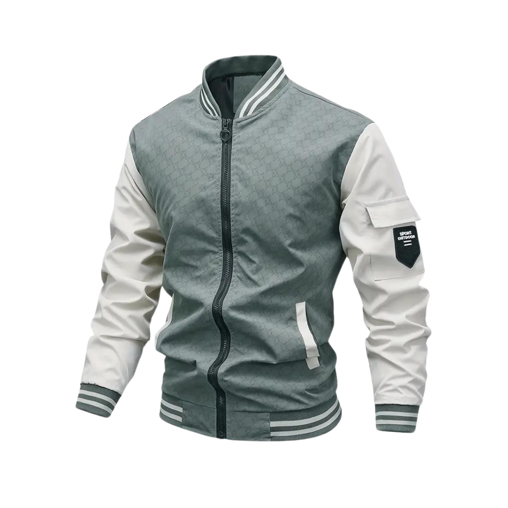 Men’s Bomber Jacket – Regular Fit – Zipper Front – Ribbed Trim – Patch Pocket
