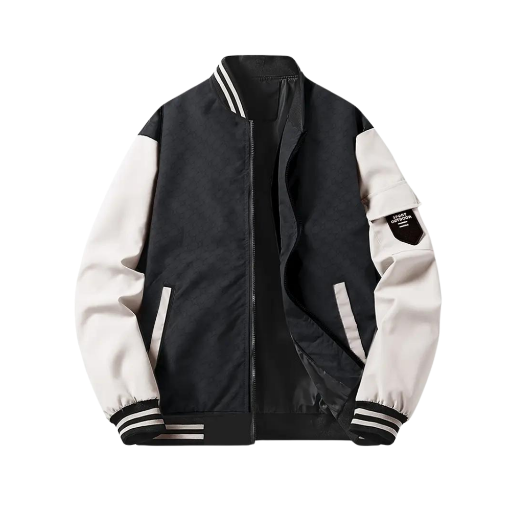 Men’s Bomber Jacket – Regular Fit – Zipper Front – Ribbed Trim – Patch Pocket