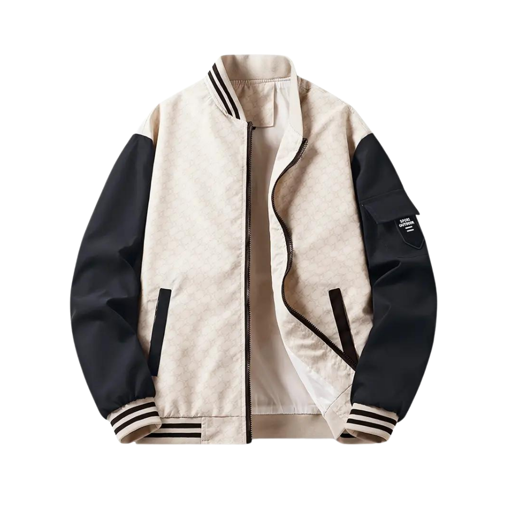 Men’s Bomber Jacket – Regular Fit – Zipper Front – Ribbed Trim – Patch Pocket