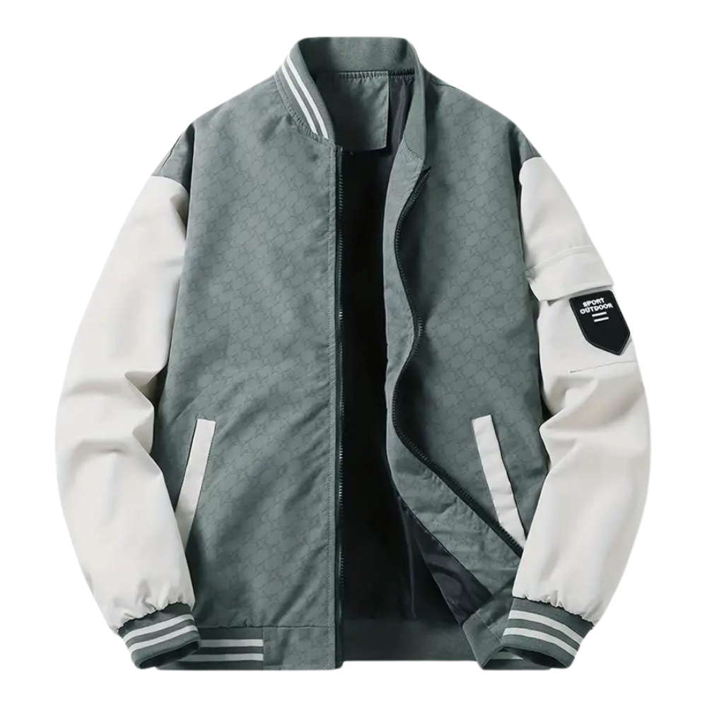 Men’s Bomber Jacket – Regular Fit – Zipper Front – Ribbed Trim – Patch Pocket