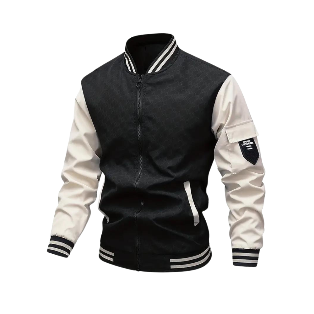Men’s Bomber Jacket – Regular Fit – Zipper Front – Ribbed Trim – Patch Pocket