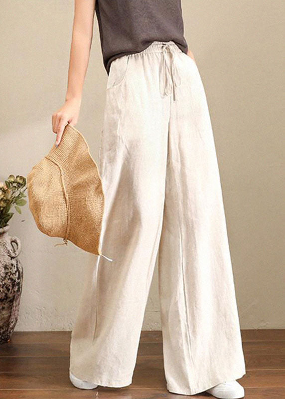 Women’s Straight Leg Trousers – Relaxed Fit – Drawstring Waist – Breathable Blend