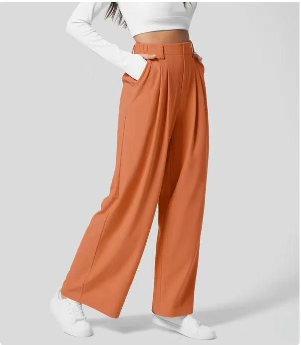 Women’s Wide-Leg Trousers – High Waist – Tailored Fit – Soft Drapey Fabric – Full Length
