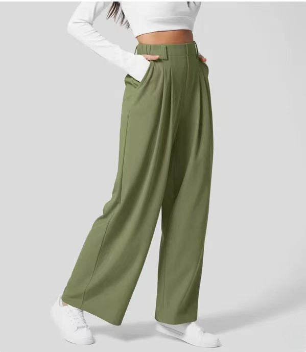Women’s Wide-Leg Trousers – High Waist – Tailored Fit – Soft Drapey Fabric – Full Length