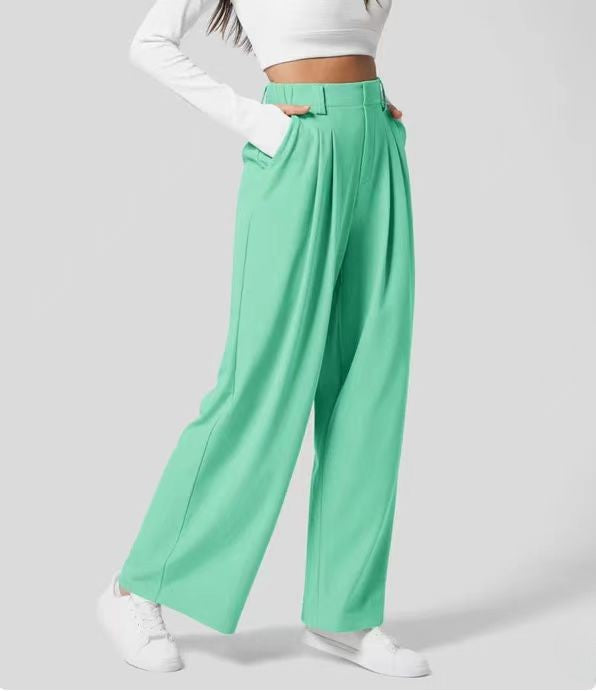 Women’s Wide-Leg Trousers – High Waist – Tailored Fit – Soft Drapey Fabric – Full Length