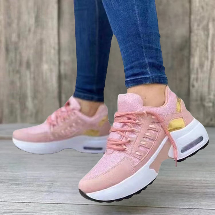 Women’s Orthopedic Athletic Shoes – Breathable Mesh – Wedge Heel – Lace-Up Supportive Fit