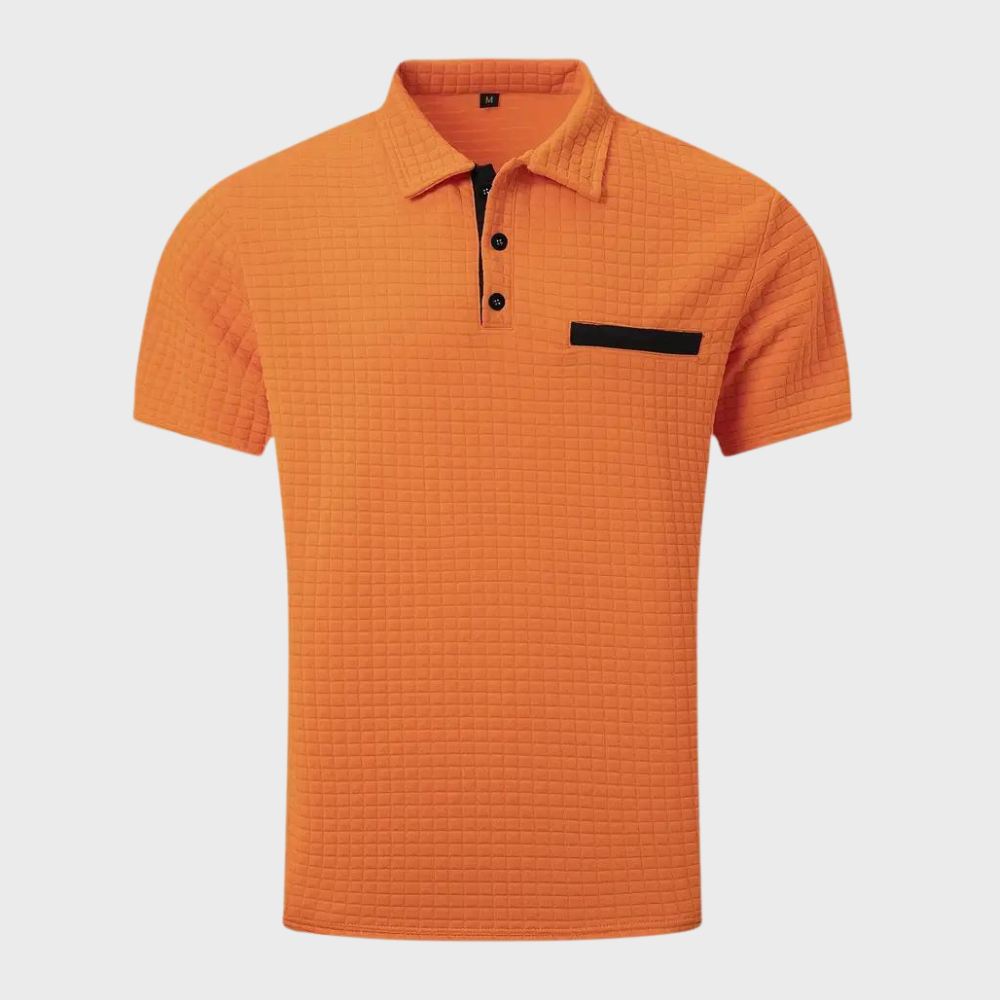 Men’s Polo Shirt – Slim Fit – Soft Knit – Contrast Trim – Subtle Textured Design