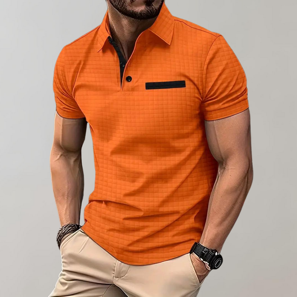 Men’s Polo Shirt – Slim Fit – Soft Knit – Contrast Trim – Subtle Textured Design