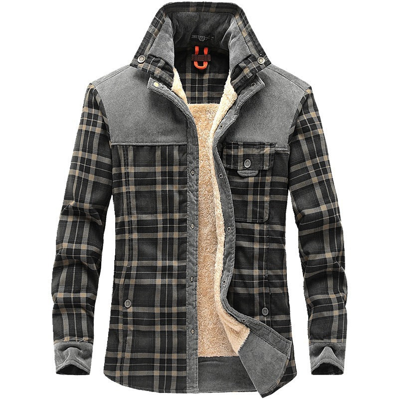 Men’s Jacket – Relaxed Fit – Wool Feel – Fleece Lined – Plaid – Button Front