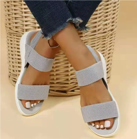 Women’s Sandals – Open Toe – Elastic Straps – Cushioned Sole – Breathable Blend – Casual Fit