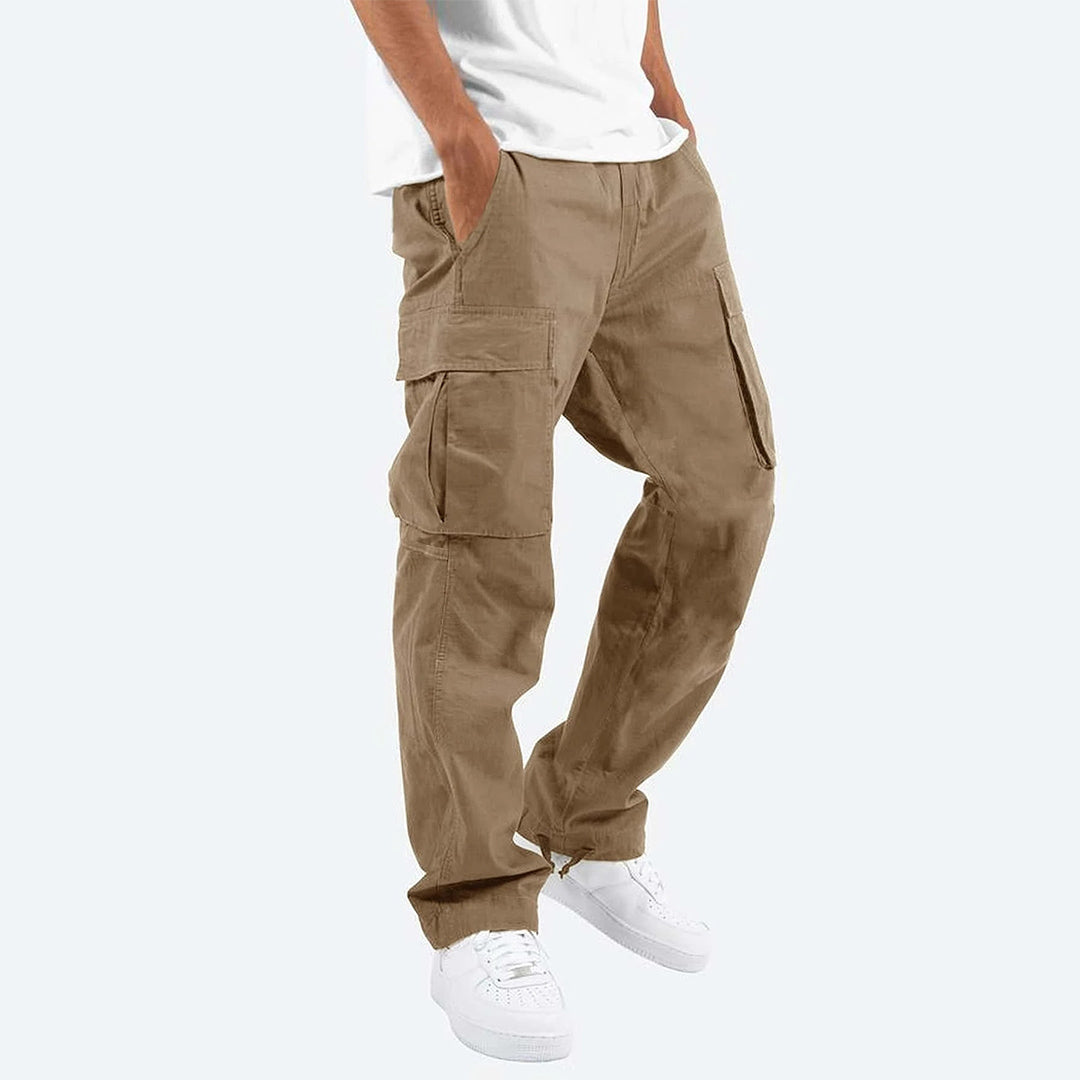 Men’s Cargo Trousers – Relaxed Fit – Straight Leg – Cotton Blend – Utility Pockets