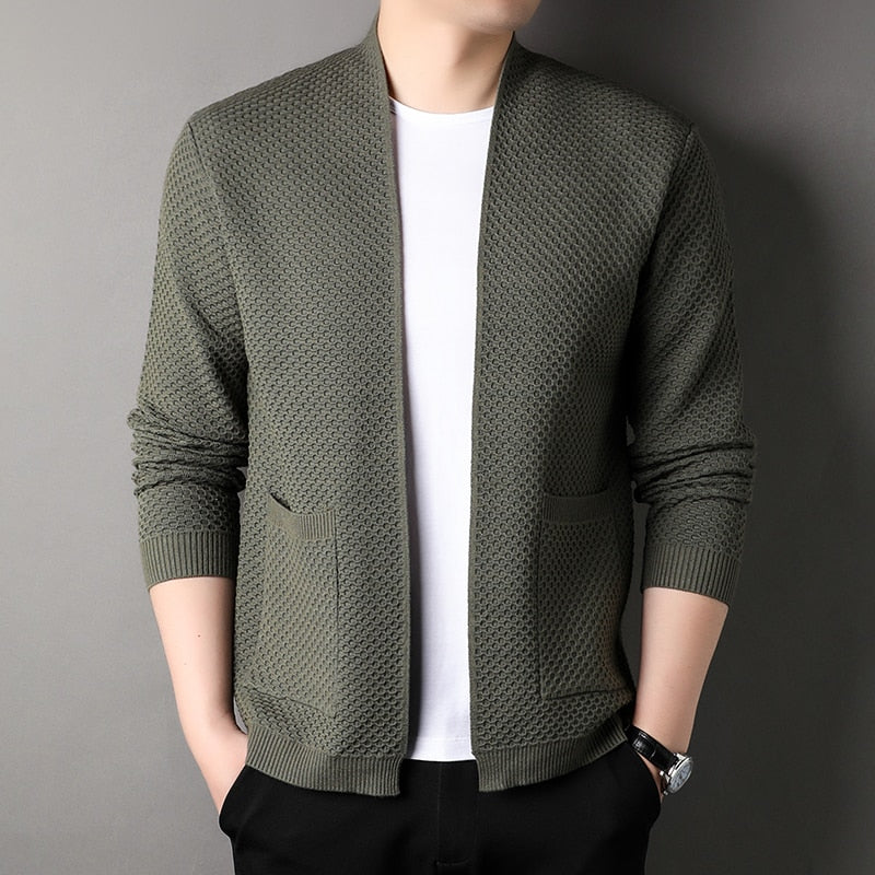 Men’s Blazer – Tailored Fit – Soft Knit – Open Front – Ribbed Cuffs – Smart Casual