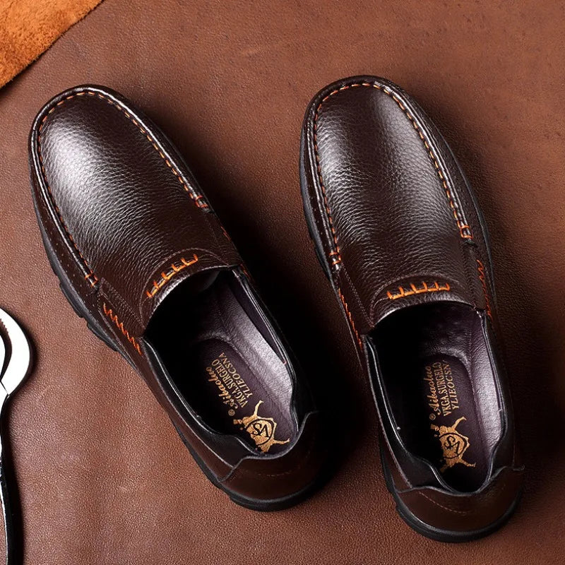 Men’s Loafers – Pebbled Leather – Slip-On – Cushioned Insole – Treaded Sole