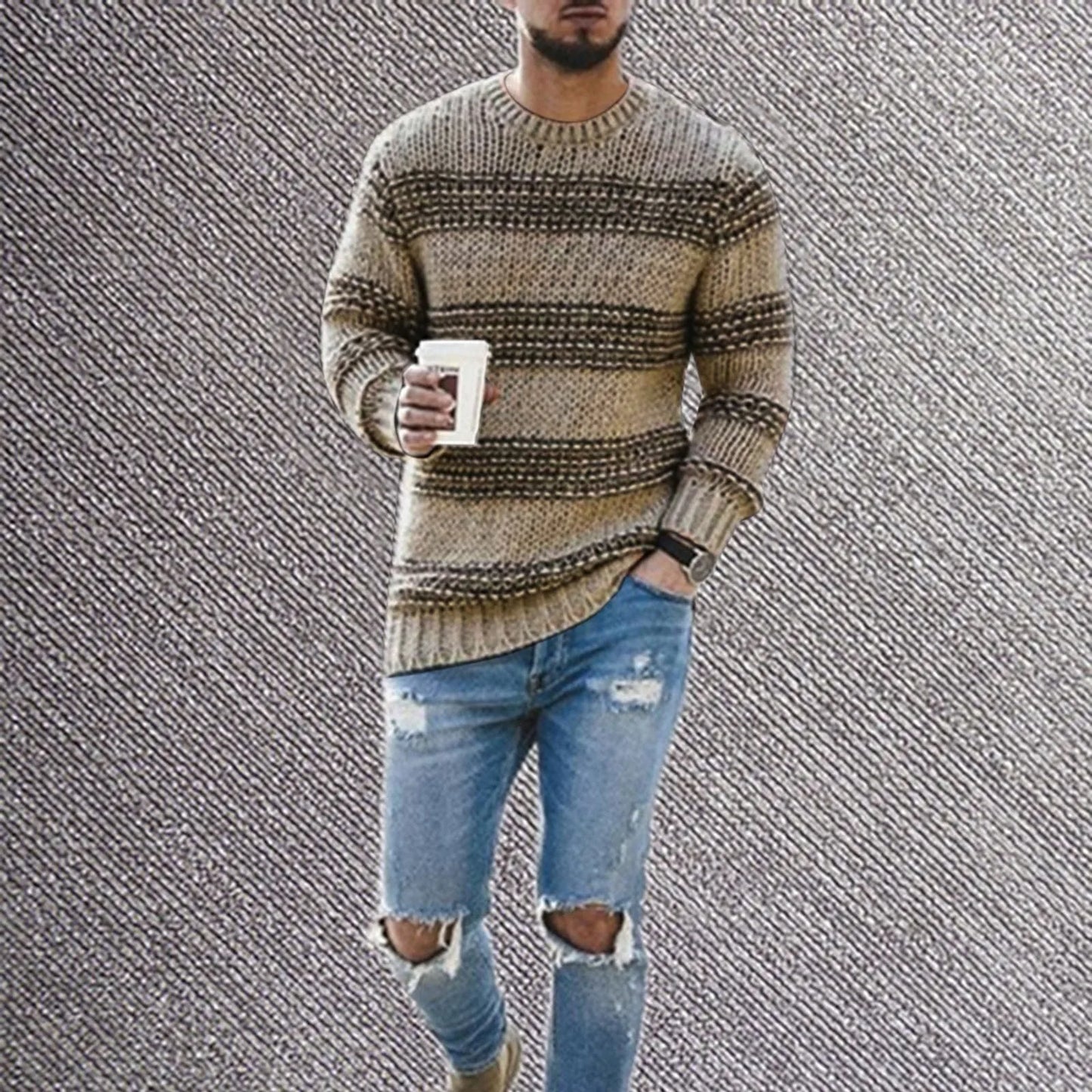 Men's knitted striped sweater