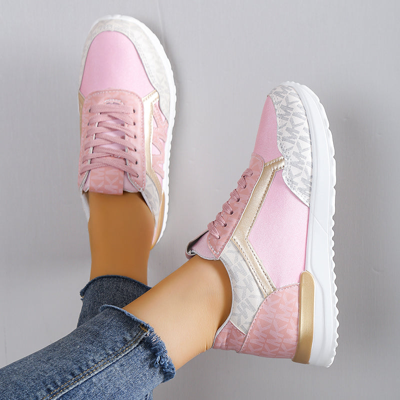 Women’s Sneakers – Low-Top Mesh – Cushioned Sole – Casual Athletic Fit