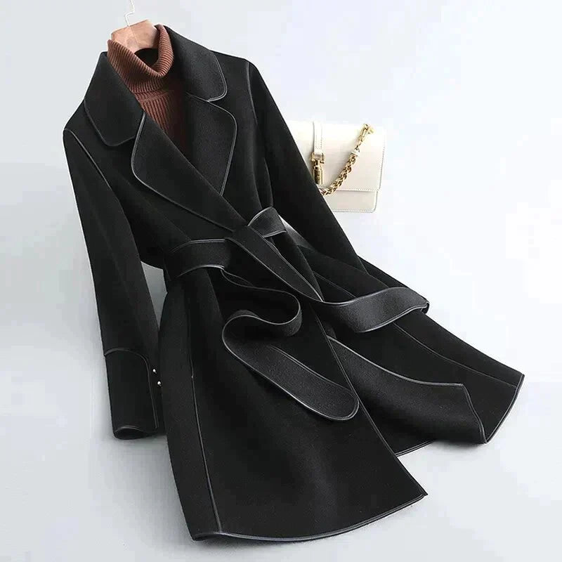 Women’s Trench Coat – Tailored Fit – Belted Waist – Luxury Fabric – Mid Length