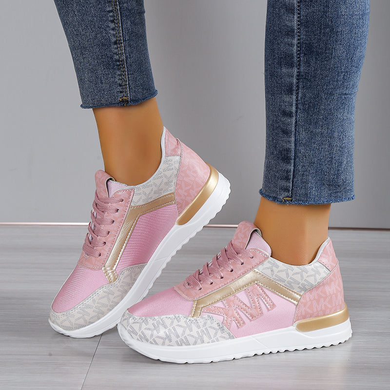 Women’s Sneakers – Low-Top Mesh – Cushioned Sole – Casual Athletic Fit