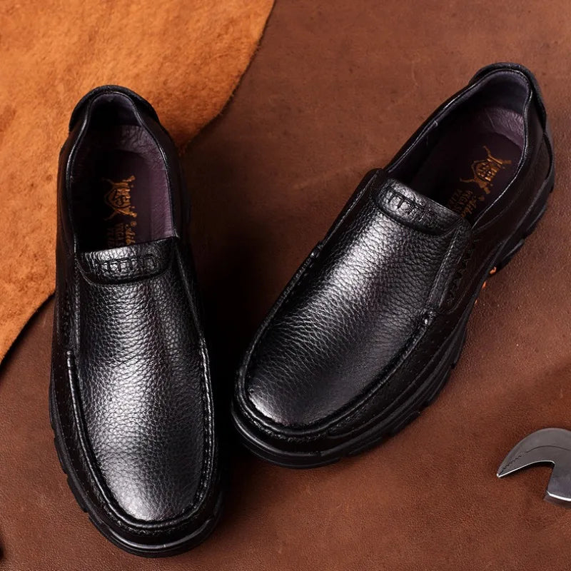 Men’s Loafers – Pebbled Leather – Slip-On – Cushioned Insole – Treaded Sole