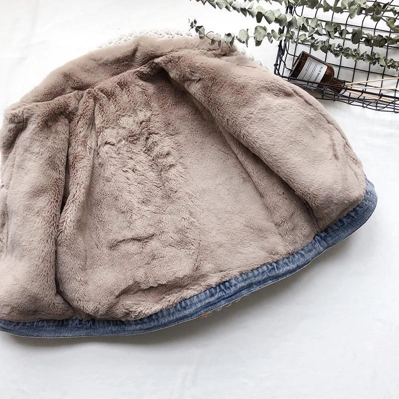 Kids' Denim Jacket - Fleece Lined - Relaxed Fit - Warm Casual Outerwear