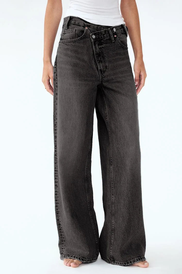 Women’s Wide-Leg Jeans – Relaxed Fit – Full Length Denim – Five-Pocket Casual Style