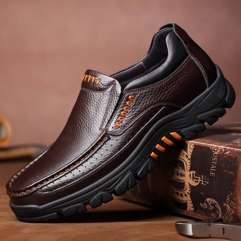 Men’s Loafers – Pebbled Leather – Slip-On – Cushioned Insole – Treaded Sole