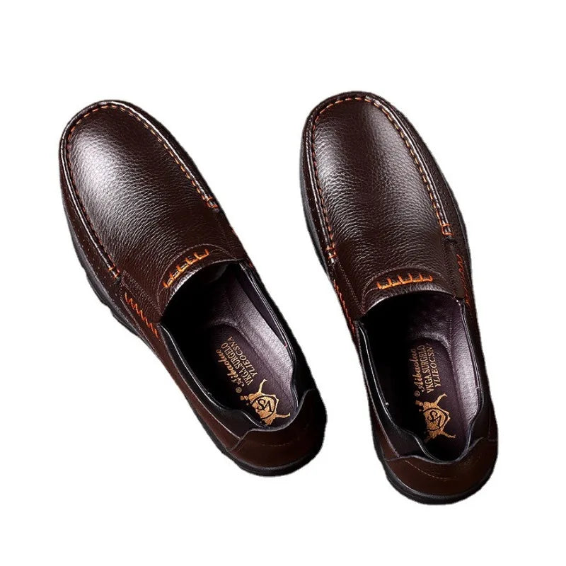 Men’s Loafers – Pebbled Leather – Slip-On – Cushioned Insole – Treaded Sole