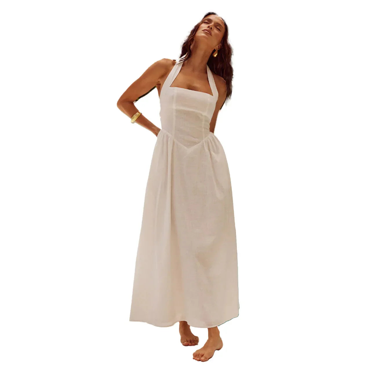 Women's Maxi Dress - Square Neck - A-Line Silhouette - Wide Straps - Flowy Lightweight