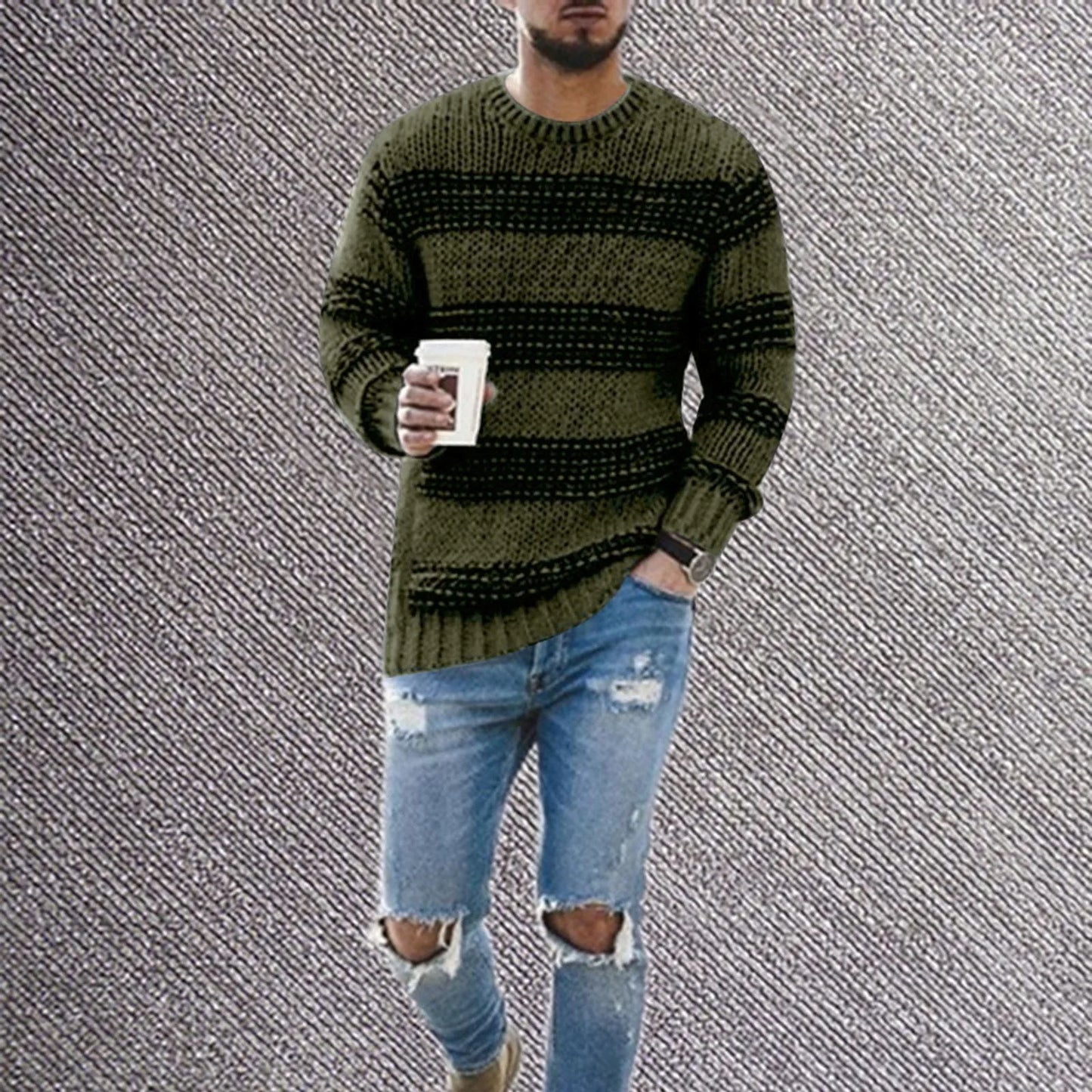 Men's knitted striped sweater