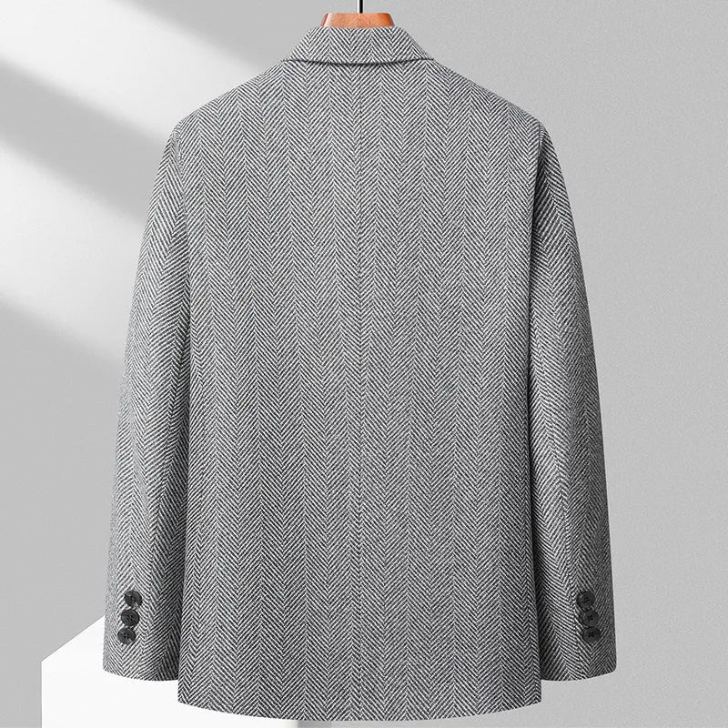 Men’s Blazer – Tailored Fit – Wool Blend – Herringbone – Notched Lapel – 3 Button