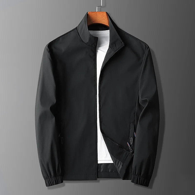 Men’s Jacket – Slim Fit – Lightweight – Stand Collar – Zippered Pockets – Elastic Cuffs