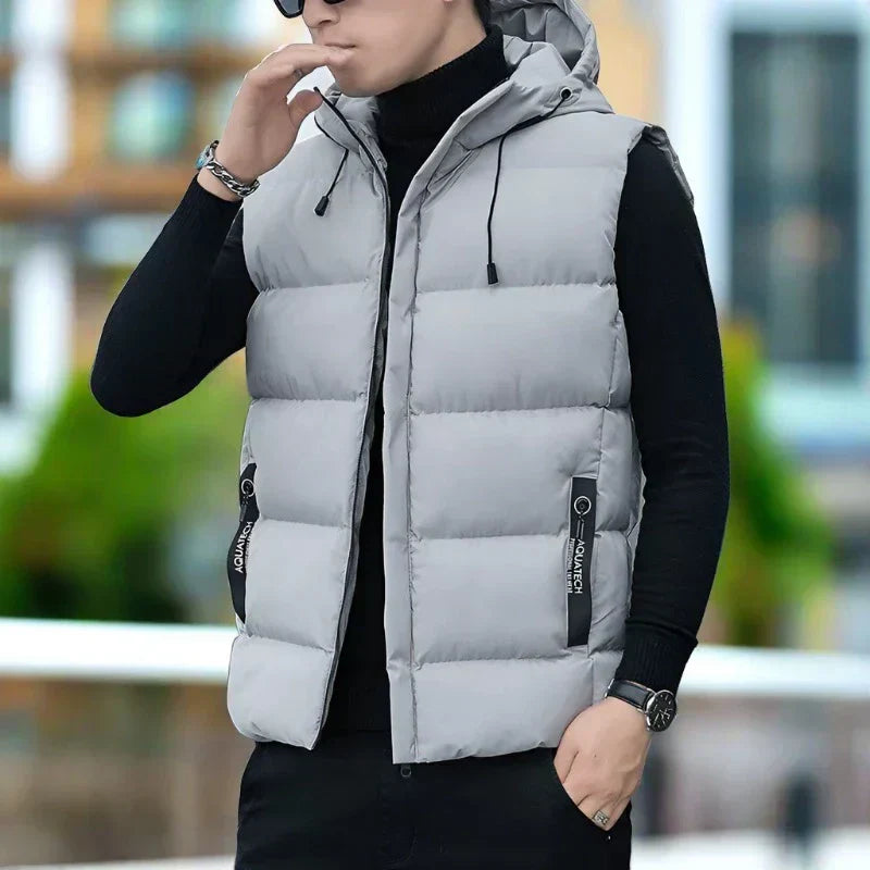Men’s Quilted Vest – Slim Fit – Insulated Hooded – Zip Pockets – Lightweight Outerwear