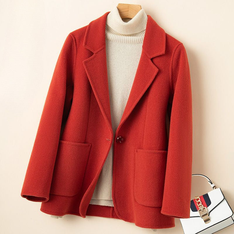 Women’s Wool Coat – Tailored Fit – Notched Lapel – Single Button – Patch Pockets