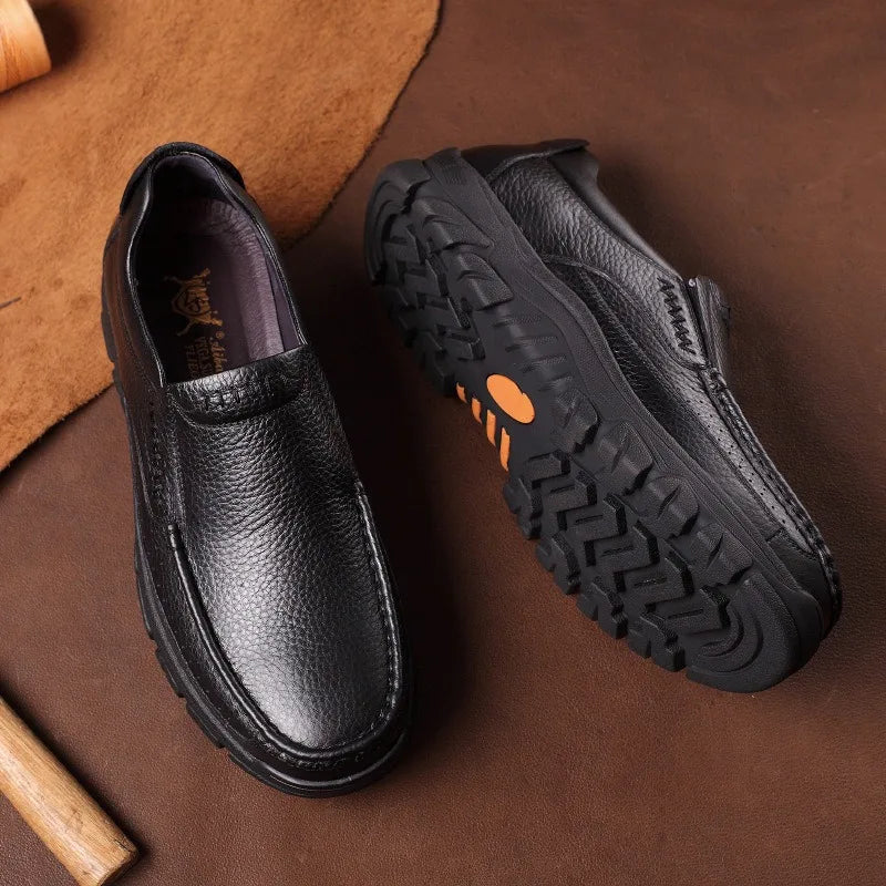 Men’s Loafers – Pebbled Leather – Slip-On – Cushioned Insole – Treaded Sole